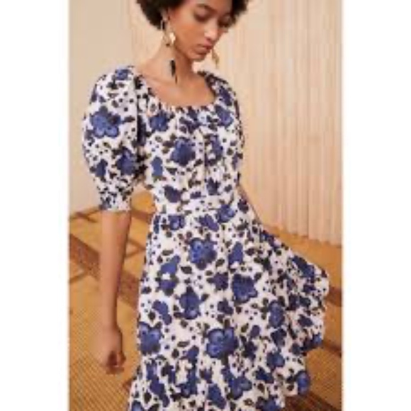 Ulla Johnson Dresses & Skirts - Ulla Johnson Capsule Collection Celia Dress Size 8 Lapis Floral Blue Ivory Boho